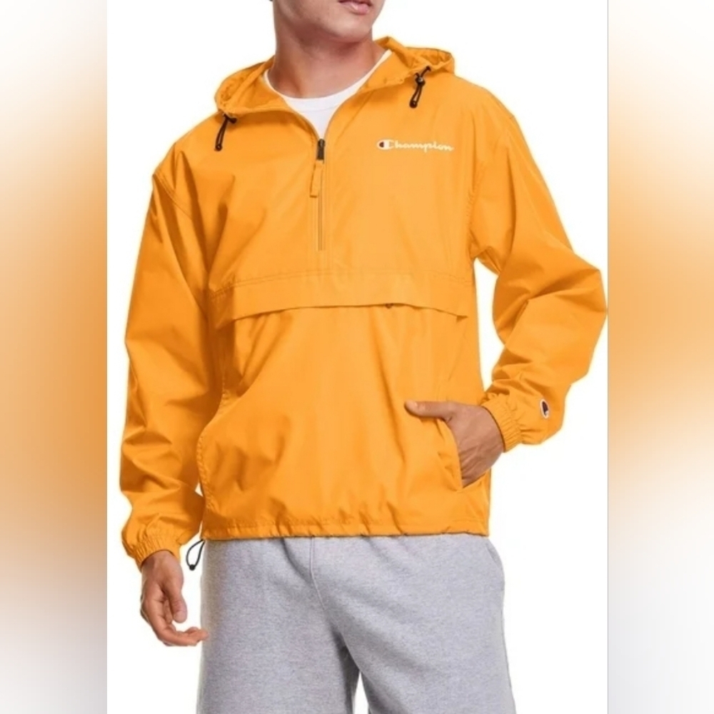 Champion Men's Vibrant Orange Windbreaker Gentle Used Sz M